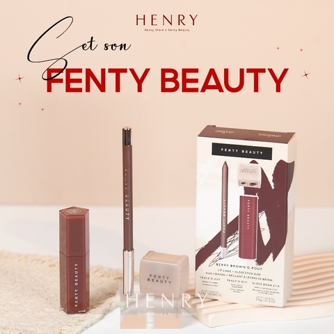 Set Son Limited-Edition Fenty Beauty Berry Brown'd Pout Lip Liner + Gloss Stick Duo – Tông Nâu Berry Cá Tính, Môi Căng Bóng Quyến Rũ