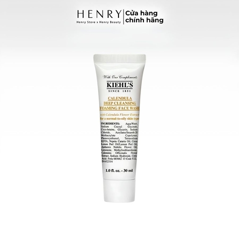[Hàng Công Ty] Sữa Rửa Mặt Hoa Cúc Kiehl's Calendula Deep Cleansing Foaming Face Wash 30ml – Làm Sạch Dịu Nhẹ, Giảm Dầu Thừa & Cho Da Tươi Mát