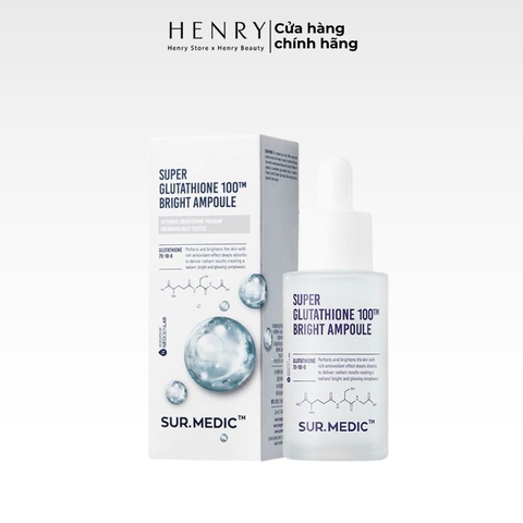 [Hàng Công Ty] Tinh Chất Dưỡng Trắng Chuyên Sâu Sur.Medic+ Super Glutathione 100 Bright Ampoule 32ml