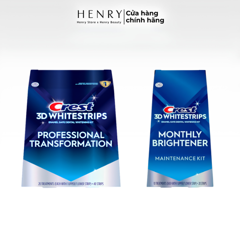 [CHÍNH HÃNG + GÓI LẺ] Miếng Dán Trắng Răng Crest 3D Whitestrips Professional Transformation & Monthly Brightener – Trắng Sáng Chuẩn Nha Khoa Tại Nhà