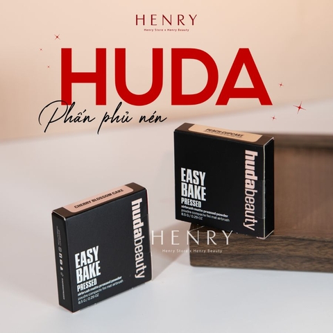 [Fullsize] Phấn Phủ Nén Huda Beauty Easy Bake Pressed Powder 8.5g #Peach Cupcake Kiềm Dầu, Hiệu Chỉnh Sắc Tố Da Tươi Tắn