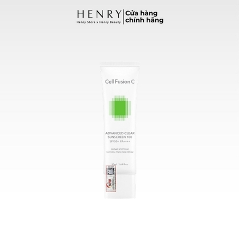 Kem Chống Nắng Cell Fusion C Advanced Clear Sunscreen 100 SPF50+ PA++++ 50ml – Kiểm Soát Dầu, Hiệu Chỉnh Tone Da