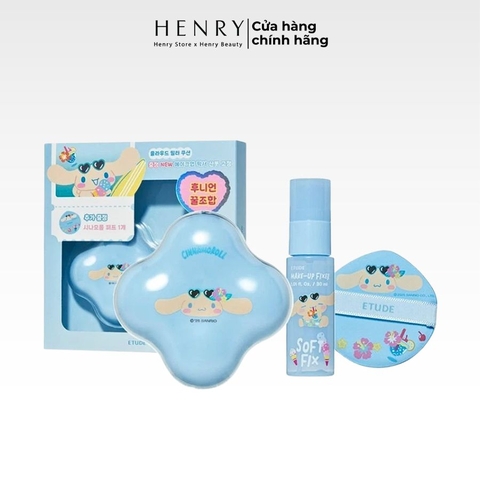 Set Cushion Etude House Cloud Filter (15g) + Xịt Khóa Makeup (30ml) Tone 19 Porcelain