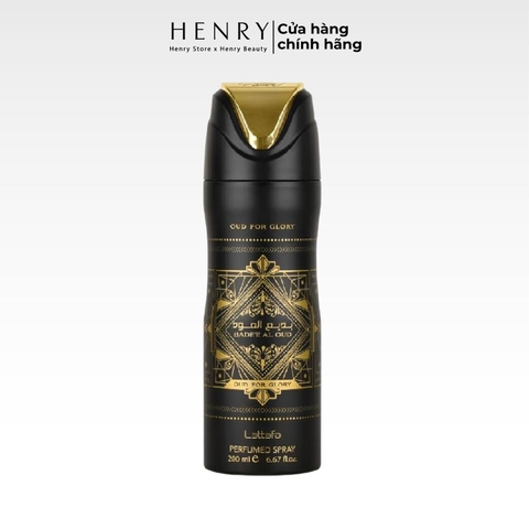 [Nắp Vàng] Xịt Thơm Toàn Thân Nam Lattafa Bade'e Al Oud - Oud For Glory 200ml