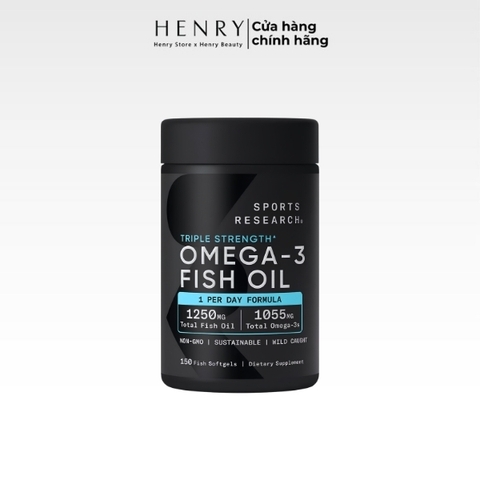 Viên Uống Dầu Cá Sports Research Triple Strength Omega-3 Fish Oil 150 Viên – Bổ Sung Omega-3 EPA & DHA