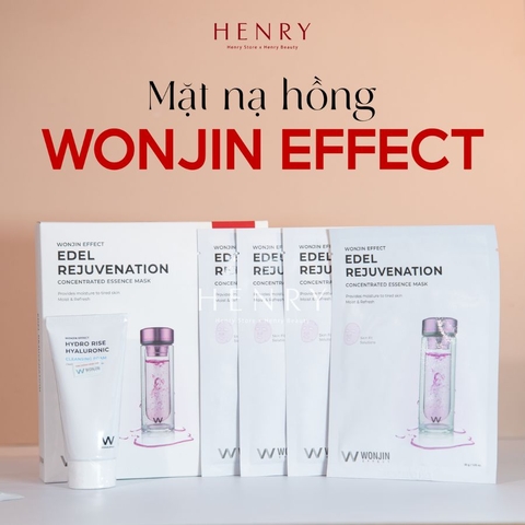 Set Mặt Nạ Wonjin Effect Power Rejuvenation Màu Hồng Cấp Ẩm, Trẻ Hóa Da 10 Miếng + Tặng Sữa Rửa Mặt Wonjin 80ml