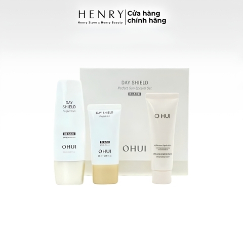 Set 3 Món Kem Chống Nắng OHUI Day Shield Perfect Sun Black SPF50+/PA+++ – Bảo Vệ Da, Dưỡng Ẩm Và Hỗ Trợ Làm Đẹp Da