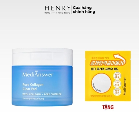 Toner Pad Se Khít Lỗ Chân Lông MediAnswer Pore Collagen Clear Pada (Hộp 80 Miếng + Tặng 1 Gói)