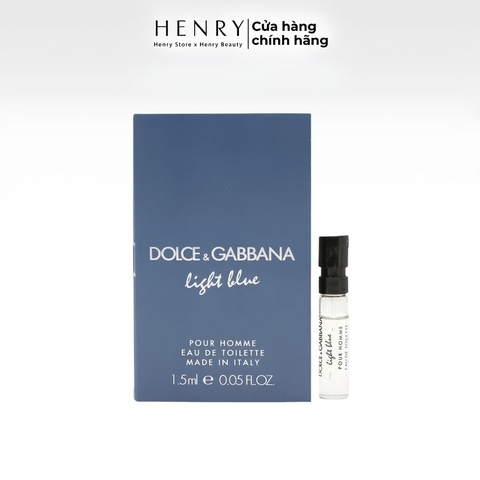 [Vial] Nước Hoa Dolce & Gabbana Light Blue Pour Homme Eau de Toilette 1.5ml – Hương Cam Chanh Nam Tính, Tươi Mát & Cuốn Hút