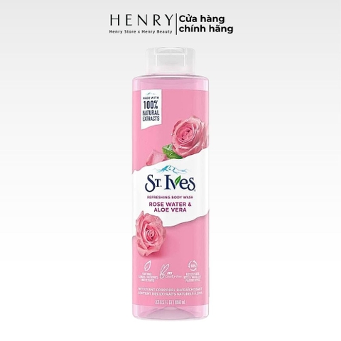 Sữa tắm tẩy tế bào chết ST.Ives Rose Water & Aloe Vera 650ml
