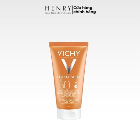 Kem Chống Nắng Vichy Capital Soleil Dry Touch Face Fluid SPF50+ 50ml – Kiềm Dầu, Bảo Vệ Da Toàn Diện & Nâng Tông Tự Nhiên