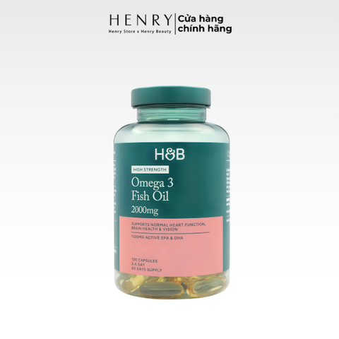 Viên Uống H&B Omega 3 Fish Oil 2000mg – Bổ Sung Omega-3 Hỗ Trợ Tim Mạch, Não Bộ & Thị Lực