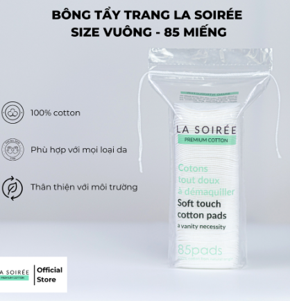 Bông tẩy trang La Soiree vuông 85 miếng