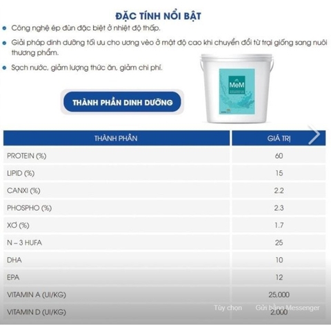 Cám Mem - thức ăn cá cảnh cao cấp đến từ Bỉ - kích thước 2/3 và 3/5
