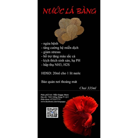 Nước Lá Bàng chai 335ml - giảm stress và tăng cường hệ miễn dịch cho cá Betta, cá Rồng