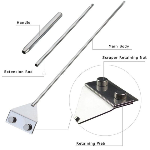 Dao Cạo Rêu Mufan - Chất Liệu Inox 304 Bền Bì - Chuyên Loại Bỏ Rêu Hại và Vệ Sinh Hồ Cá (Chiều Dài 46cm và 65cm)