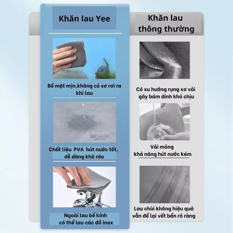 Khăn lau kính hồ cá YEE, khăn lau mặt kính bể cá cảnh cao cấp không xù lông, bám lông - không xước kính
