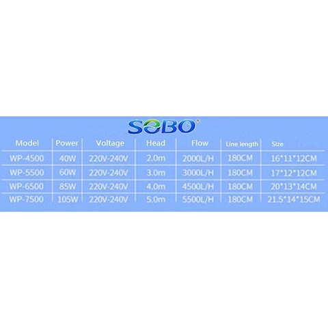 Máy Bơm Chìm SOBO WP-5500, WP-6500, WP-7500