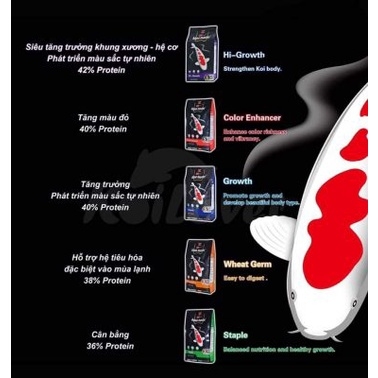 Thức Ăn Cá KOI AQUAMASTER - Thức Ăn Cao Cấp cho Cá Koi | Color Enhacer - Growth - Hi Growth - Staple (Bao 5kg)