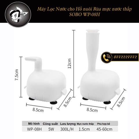 Bộ Lọc Nước cho Rùa đầu ra nước 2 chế độ SOBO WP-08H WP08 WP08H