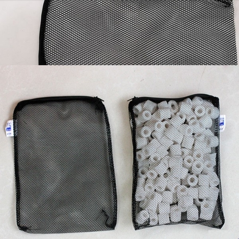 Túi Lưới Đựng Vật Liệu Lọc Hồ Cá | Túi Lọc Sứ, Bi Lọc, Đá Nham Thạch, Than Hoạt Tính | Bền Bỉ, Khóa Kéo Tiện Lợi