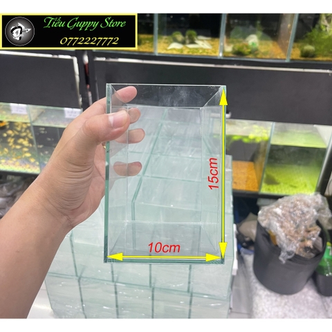 Hồ kính nuôi Betta, Keo Betta KT 15x10x15cm - kính 3 li dán giấu keo