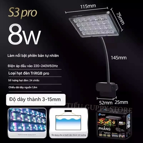 Đèn Neo-Helios Flat Nano S3 Pro, S3 Pro+ bản cao cấp RGB 3 in 1 Phiên bản mới | Đỏ cá không đỏ nước