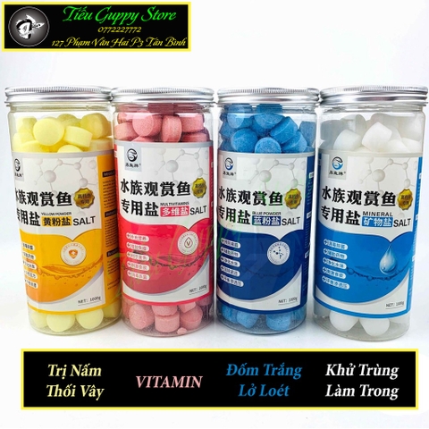 Viên Muối Khoáng Cho Hồ Cá - Muối Khoáng Viên Nén 4 Màu Hỗ Trợ Nuôi Cá Cảnh