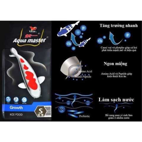 Thức Ăn Cá KOI AQUAMASTER - Thức Ăn Cao Cấp cho Cá Koi | Color Enhacer - Growth - Hi Growth - Staple (Bao 5kg)