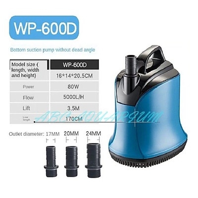 Máy Bơm Chìm Hút Đáy 360 độ chạy êm, hạn chế tiếng ồn SOBO WP-500D WP-700D