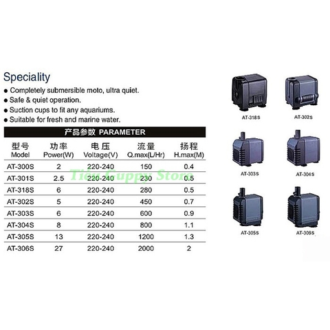 Máy Bơm Nước Hồ Cá Thế Hệ Mới Atman AT301s, AT302s, AT303s, AT304s, AT305s, AT306s