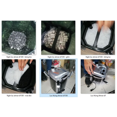 Máy Lọc Ngoài, Lọc Thùng ATMAN DF-500, DF-700, DF-1000, DF-1300 Kèm theo Vật Liệu Lọc