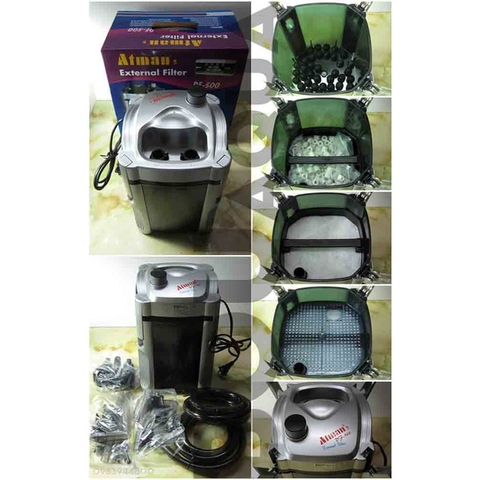 Máy Lọc Ngoài, Lọc Thùng ATMAN DF-500, DF-700, DF-1000, DF-1300 Kèm theo Vật Liệu Lọc