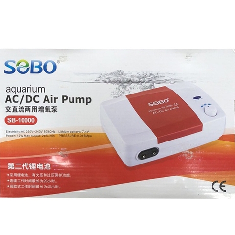 Máy sủi khí oxy TÍCH ĐIỆN 2 vòi SOBO SB-10000 cho hồ cá