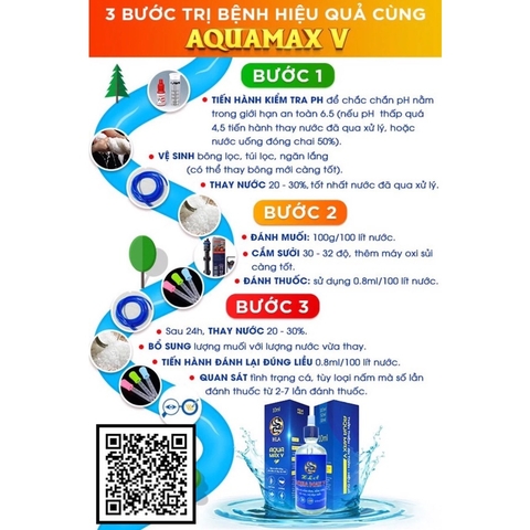 AQUA MAX V - Chuyên Sử Dụng Trong Các Trường Hợp Cá Bị Xù Vẩy, Xuất Huyết, Nấm Trắng