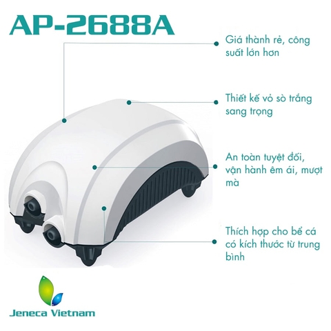 Máy Oxy Hồ Cá Hiệu JENECA 1 Vòi và 2 Vòi Sủi Êm Ái - AP1688 - AP2688