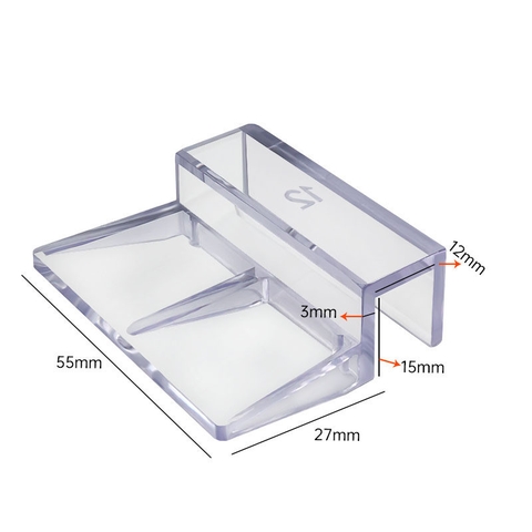Giá Đỡ Nắp Bể Kính Acrylic siêu trong - Miếng đỡ nắp Hồ cá (kẹp kính 6mm, 8mm, 10mm, 12mm)