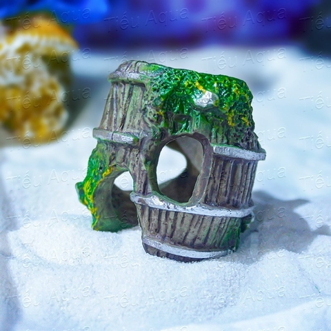 Mô Hình Thùng Gỗ Nhỏ Trang Trí Bể Cá, Tiểu Cảnh, Terrarium, Hòn Non Bộ