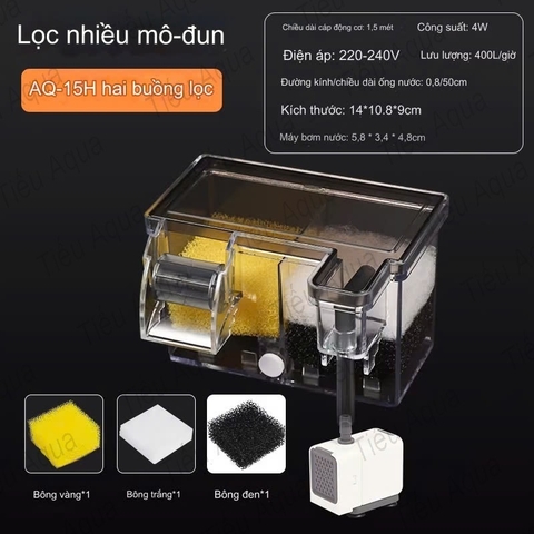 Lọc Tràn Thế Hệ Mới của Sobo - Tích Hợp Máy Bơm và Tặng Kèm theo Nhiều Vật Liệu Lọc AQ16H, AQ17H, AQ18H, AQ19H