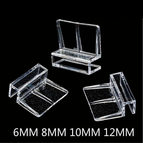 Giá Đỡ Nắp Bể Kính Acrylic siêu trong - Miếng đỡ nắp Hồ cá (kẹp kính 6mm, 8mm, 10mm, 12mm)