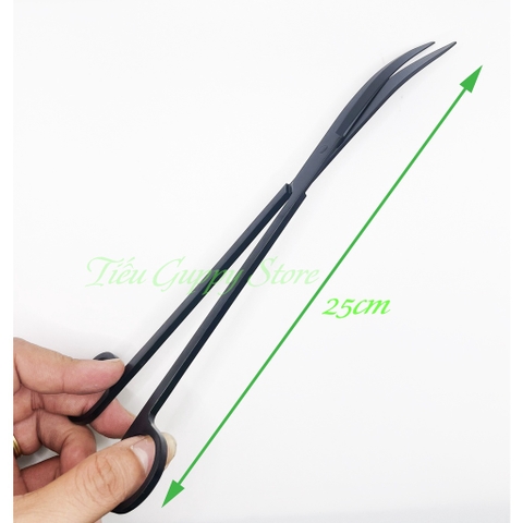Bộ Dụng Cụ Nhíp Kéo Thủy Sinh Hợp Kim Màu Đen - Nhíp Cong - Kéo Cong - Cây San Nền