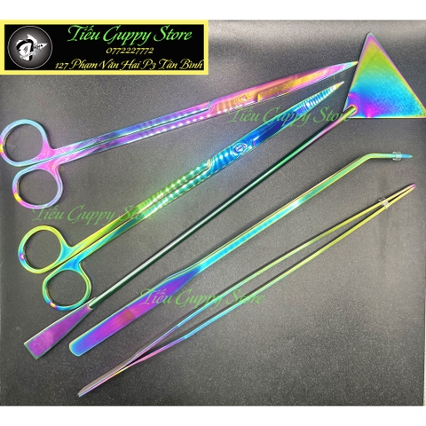 Bộ Dụng Cụ Thủy Sinh Inox Màu TITAN cực đẹp - Nhíp - Kéo - Cây San Nền