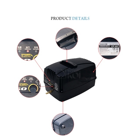 Máy Bơm Sục Khí Tích Điện HAILEA CP60 - CP120 tặng kèm đâu chia oxy