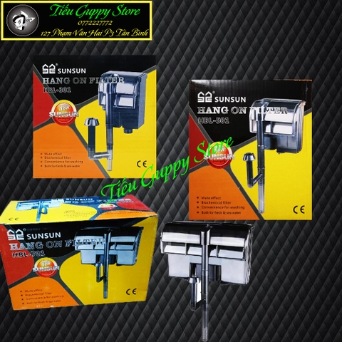 Lọc Thác Treo Hồ Cá Mini SUNSUN HBL 301, 501 701 Tích Hợp Lọc Váng