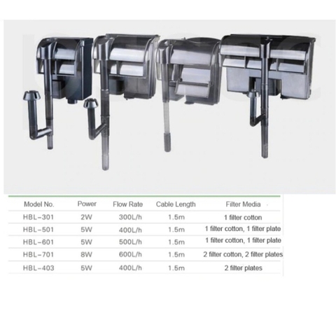 Lọc Thác Treo Hồ Cá Mini SUNSUN HBL 301, 501 701 Tích Hợp Lọc Váng