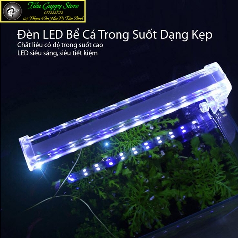 Đèn Led Thủy Tinh Kẹp Hồ Cá 1 Bên 3 chế độ màu - Thiết Kế Mỏng Đẹp và Sang Trọng