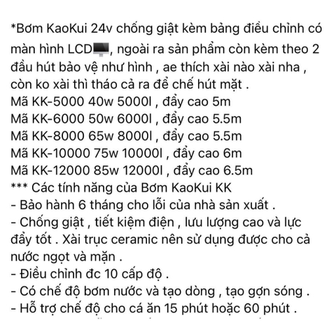 Máy Bơm Chống Giật KK sử dụng điện 24v, điều chỉnh 10 cấp độ
