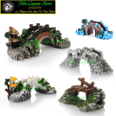 Mô Hình Tiểu Cảnh Cầu Đá Trang Trí Bể Cá Cảnh, Hồ Thủy Sinh, Bể Terarium, Bán Cạn, Bonsai