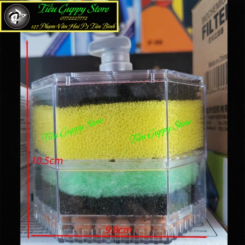 Lọc Góc Hồ Cá Jeneca AF3 - Kiểu Dáng Đẹp, Có sẵn vật liệu lọc và nhiều lớp bông lọc