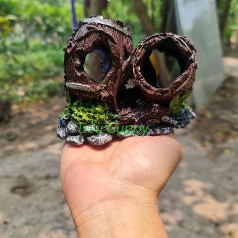 Mô Hình Thùng Gỗ Bể - Trang trí Hồ Cá, Tạo tiểu cảnh, Hang ẩn nấp, trú ẩn cho cá cảnh